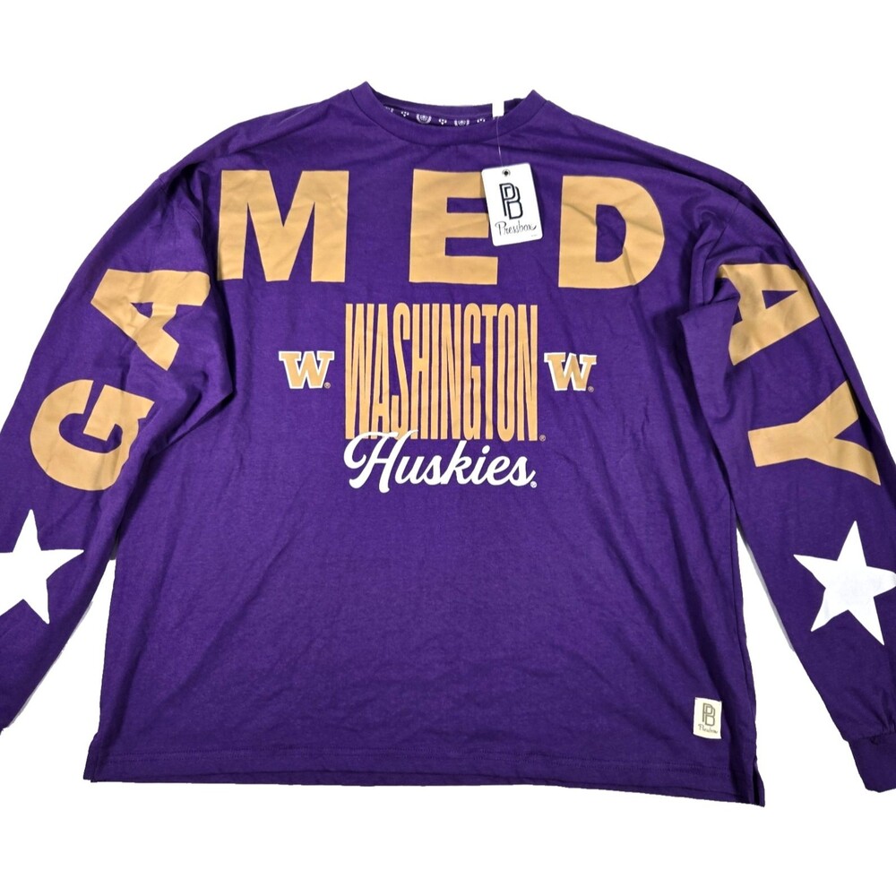 Pressbox Women's Washington Huskies Purple One Size Long Sleeve T-Shirt NCAA New